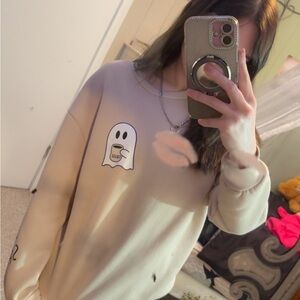 SHEIN Beige Ghost Print Sweater